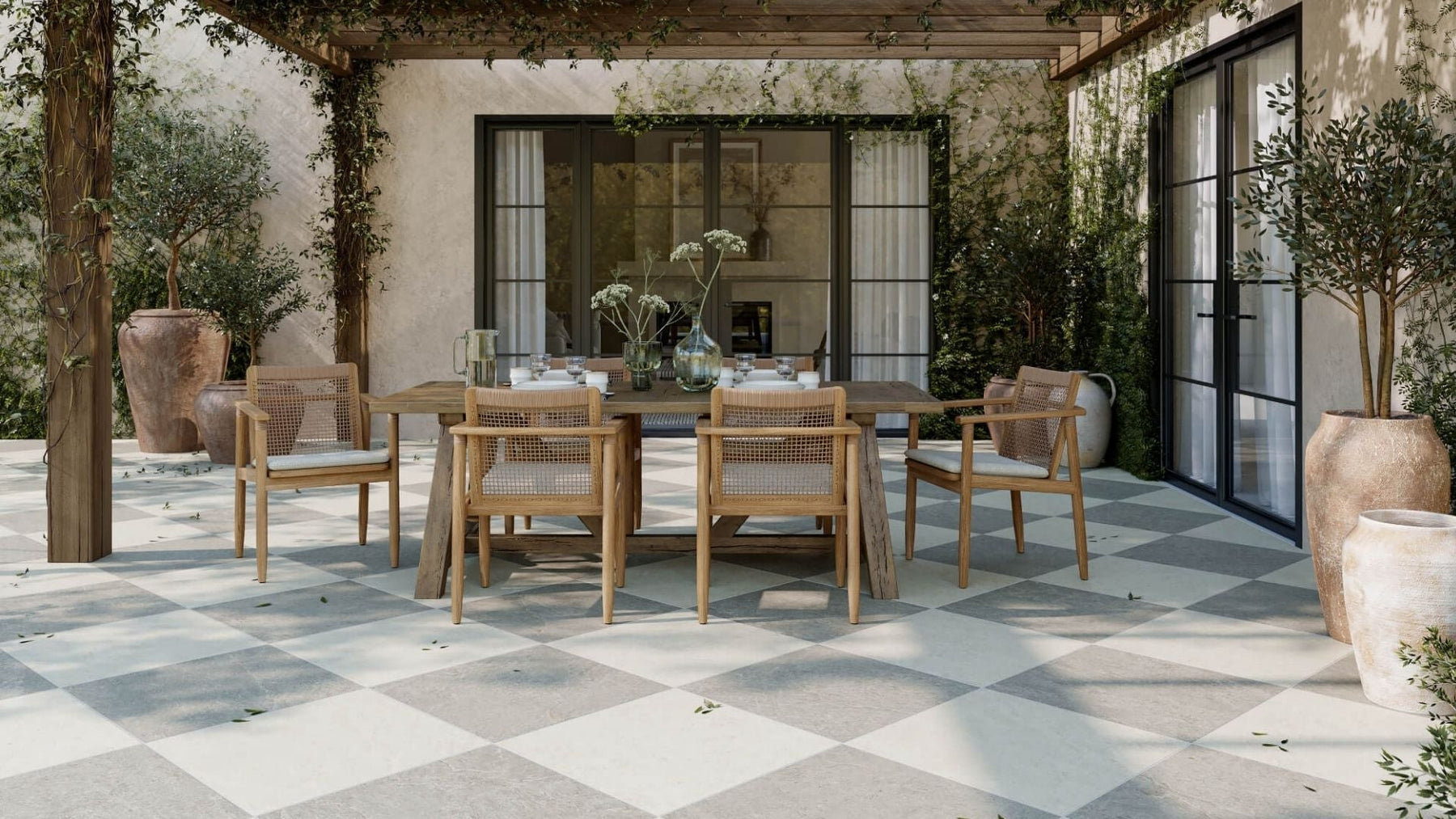 Small Terrace Ideas With Outdoor Tile and Pavers