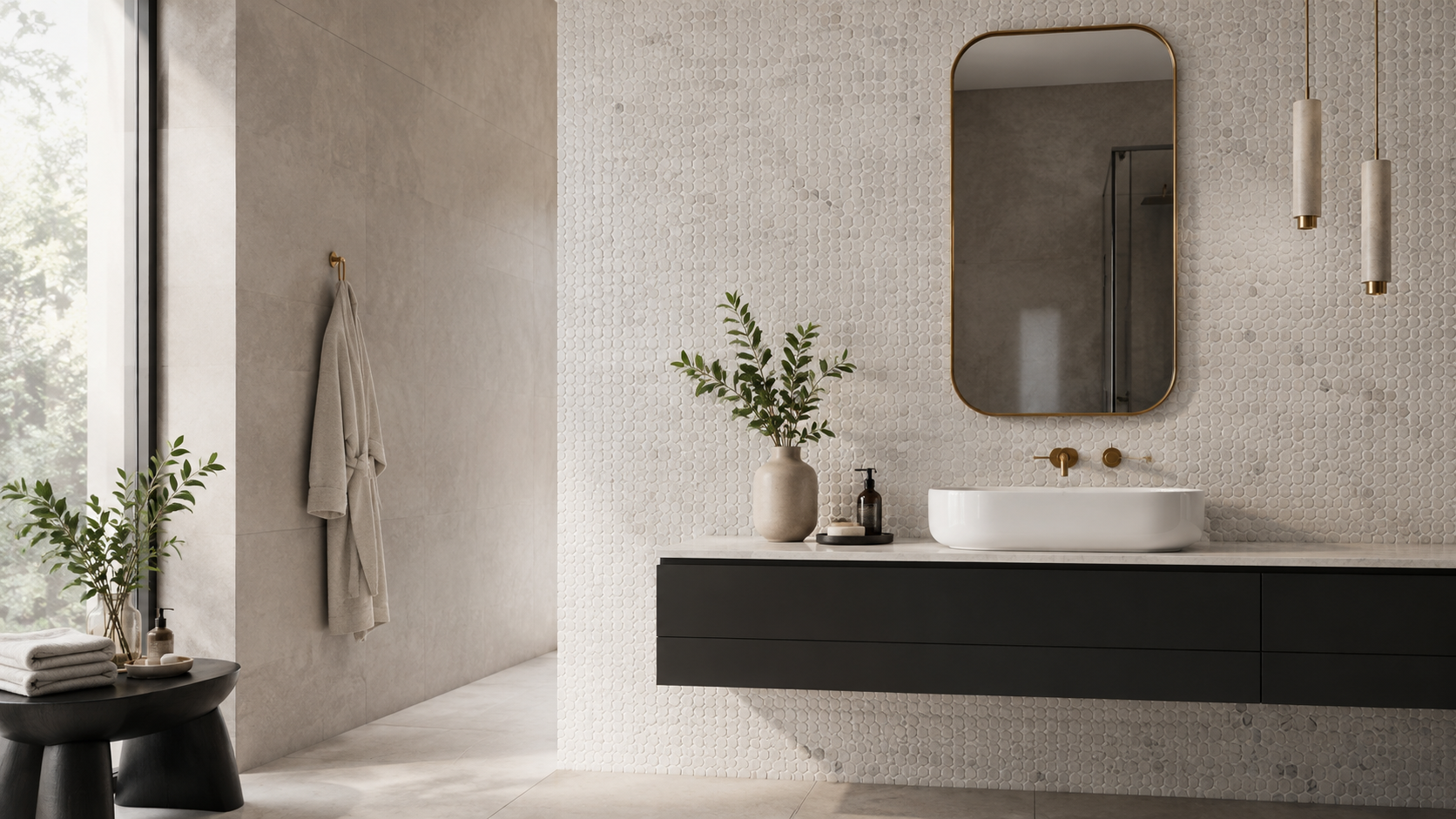 How should you choose mosaic tile size for an accent wall?
