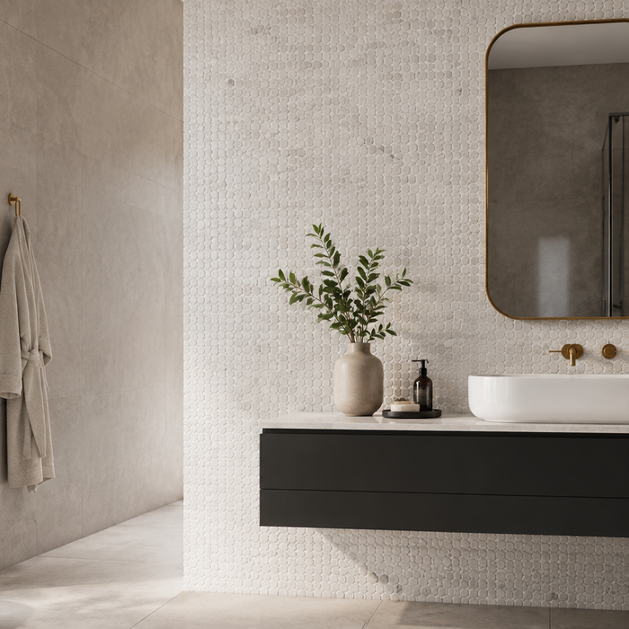 How should you choose mosaic tile size for an accent wall?