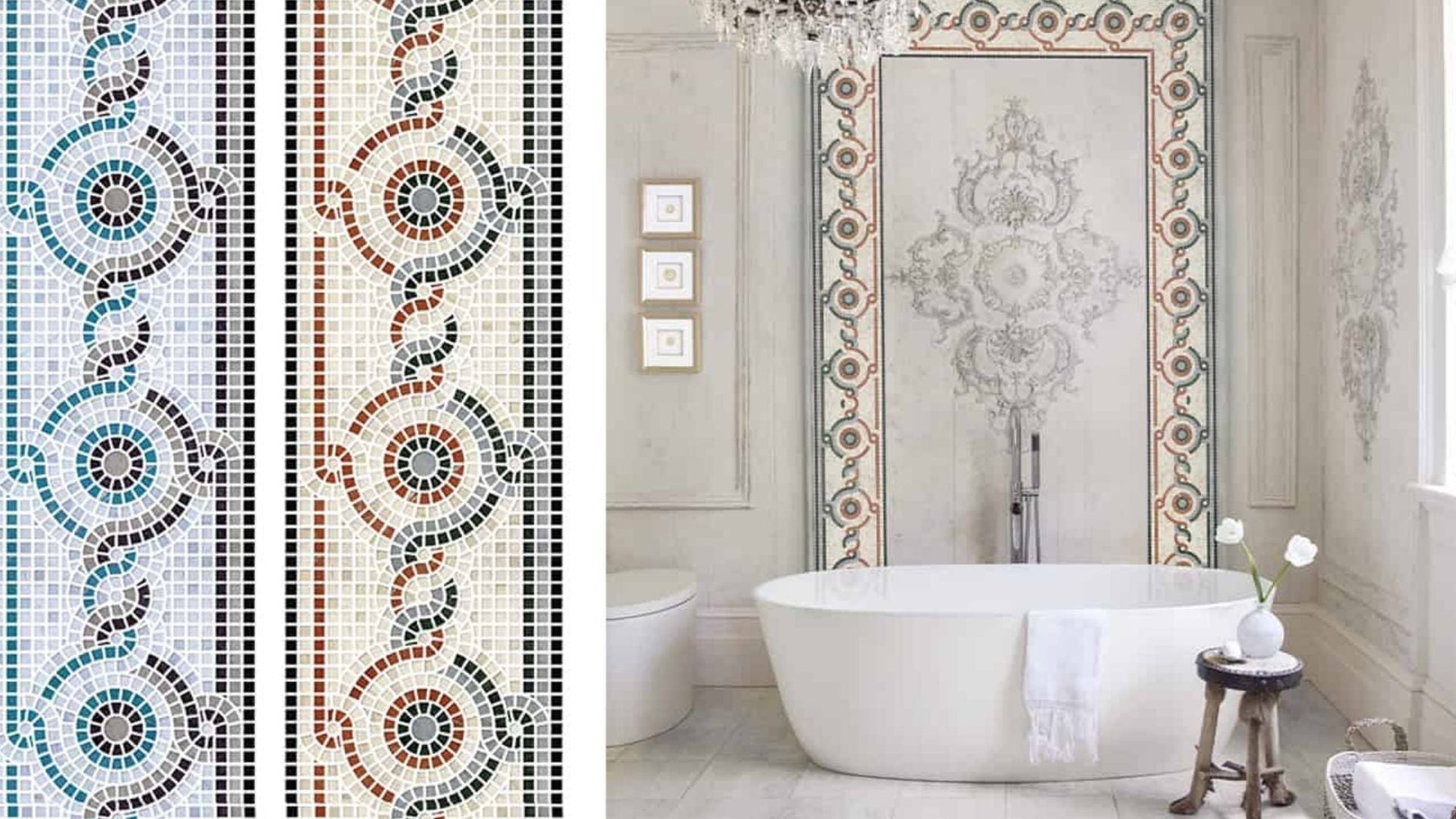 modern mosaic tile design detail in a finished interior