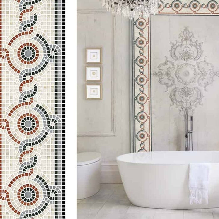 modern mosaic tile design detail in a finished interior