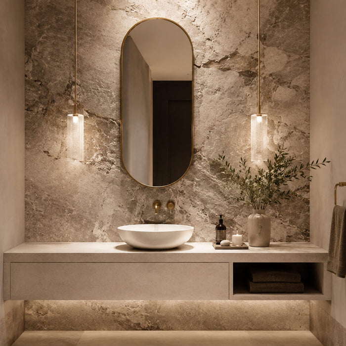How to Use a Natural Stone Accent Wall in Powder Room Design