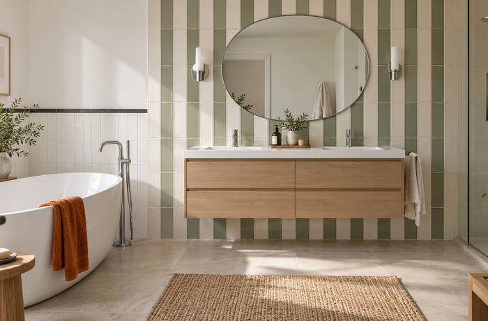 How Can Striped Bathroom Tiles Look Classic or Modern?