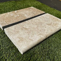 Ivory Cordoba Cream Travertine Tumbled 12 x 24 x 2 Double Bullnose Coping