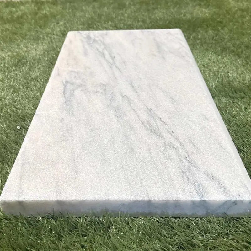 Natural Carrara Equinox Marble Leather (Sandblasted & Brushed) 12 x 24 x 1.25 Bullnose Coping