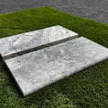 Silver Travertine Tumbled 16 x 24 x 1.25 Double Bullnose Coping