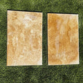 Chocolate Brown Walnut Travertine Tumbled 12 x 24 x 1.25 Double Bullnose Coping