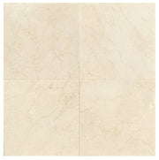 Close-up of Beige Spanishcrema Marfil *Select Marble Polished 18 x 18 x 1/2 Beveled Tile, in Beige tones.