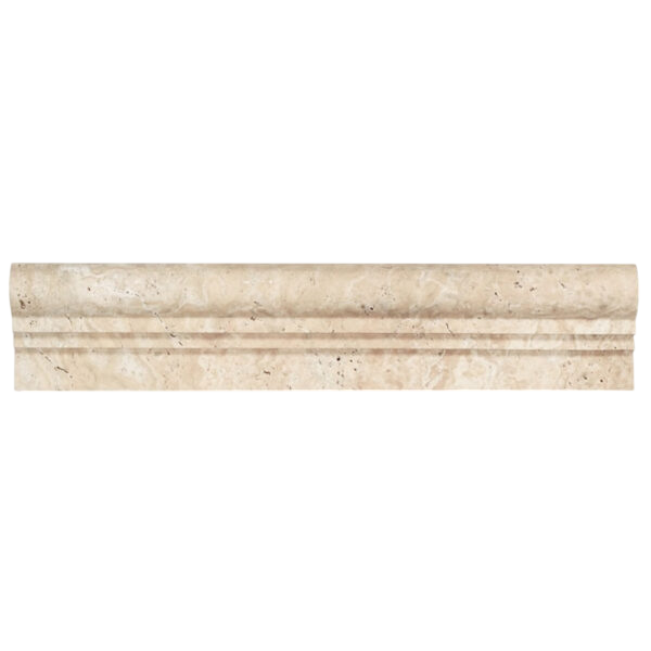 Ivory Travertine Trim 2.5x12 Honed, Unfilled     Double-Step Chair Rail