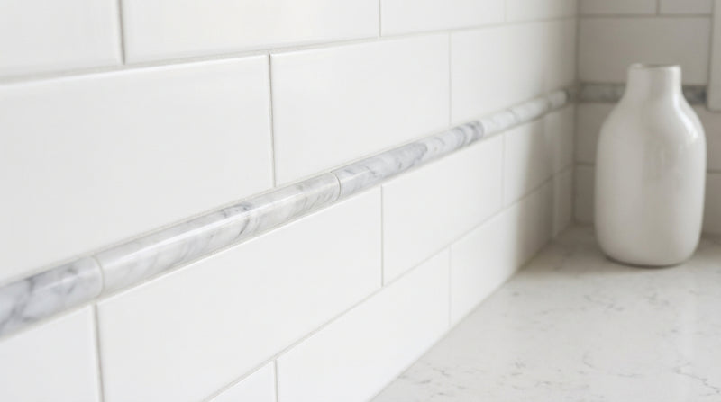 Carrara White Marble Trim 1/2x12 Polished     Pencil Liner
