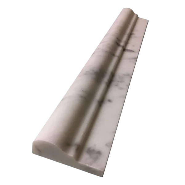 Carrara White Marble Trim 2x12 Polished     Single-Step Chair Rail