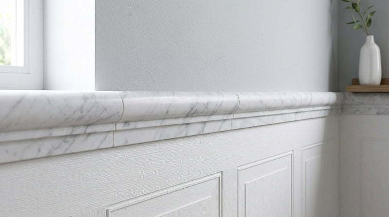 Carrara White Marble Trim 2x12 Honed     Single-Step Chair Rail
