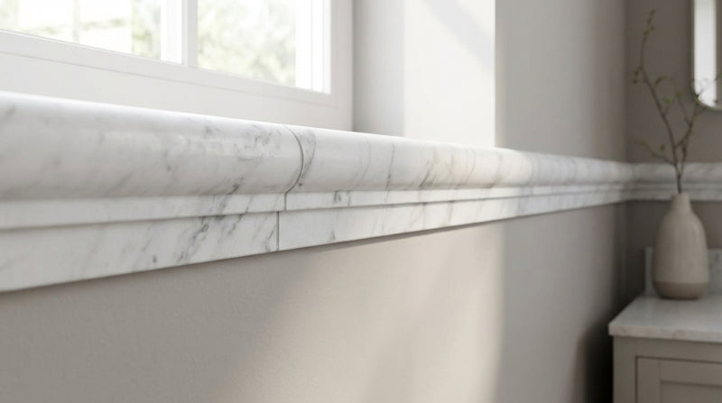 Carrara White Marble Trim 2x12 Honed     Single-Step Chair Rail