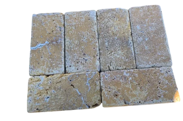 Golden Sienna 3x6 Tumbled Textured Travertine Tile