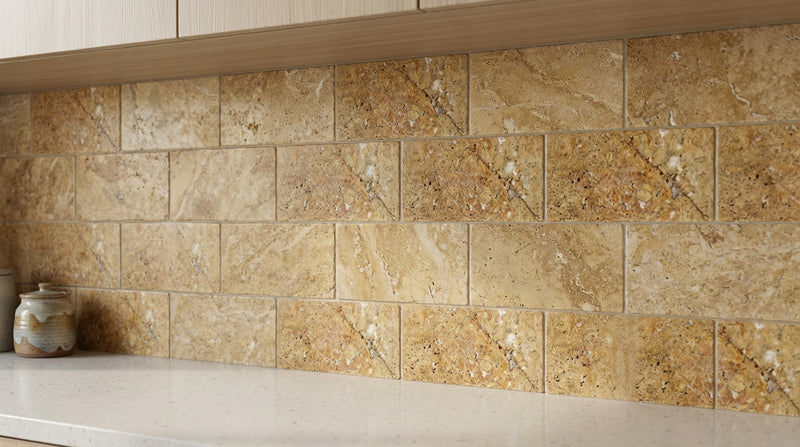 Golden Sienna Tumbled 3x6 Textured Travertine Tile