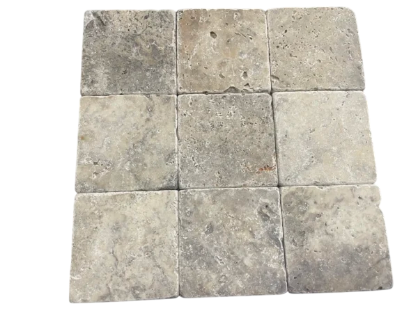 Silver Travertine Tile 4x4 Tumbled