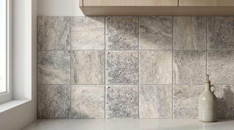 Silver Travertine Tile 4x4 Tumbled
