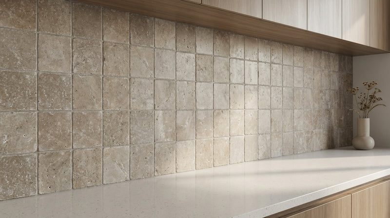 Noce Travertine Tile 4x4 Tumbled
