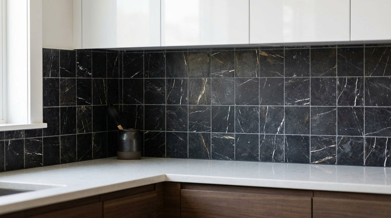 Nero Marquina Marble Tile 4x4 Tumbled
