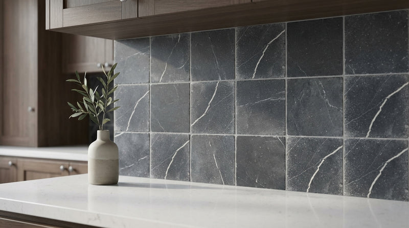 Nero Marquina Marble Tile 6x6 Tumbled