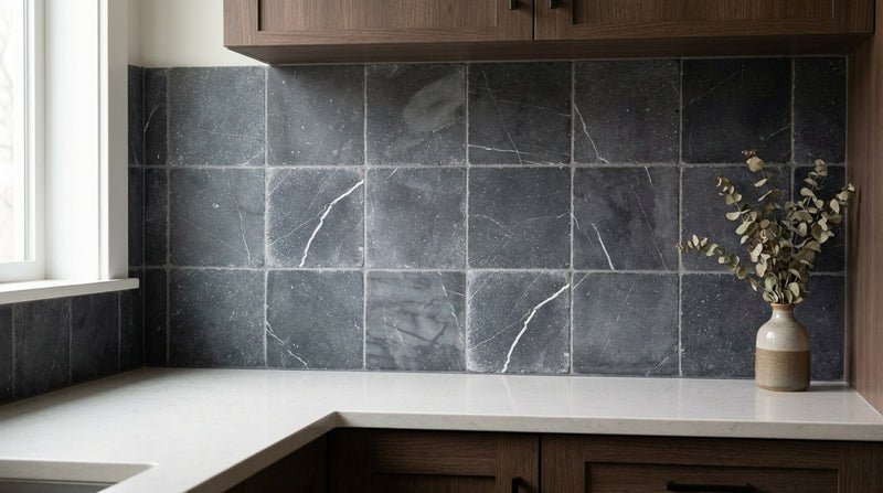 Nero Marquina Marble Tile 6x6 Tumbled