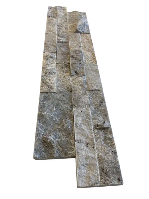 Silver Travertine Ledger Panel 6x24 Splitface