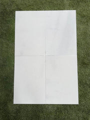 Close-up of White Marble Leather (Sandblasted & Brushed) 16 x 24 x 1/2 Tile, in White tones.