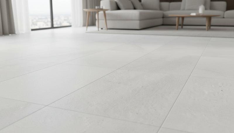 Close-up of White Marble Leather (Sandblasted & Brushed) 16 x 24 x 1/2 Tile, in White tones.