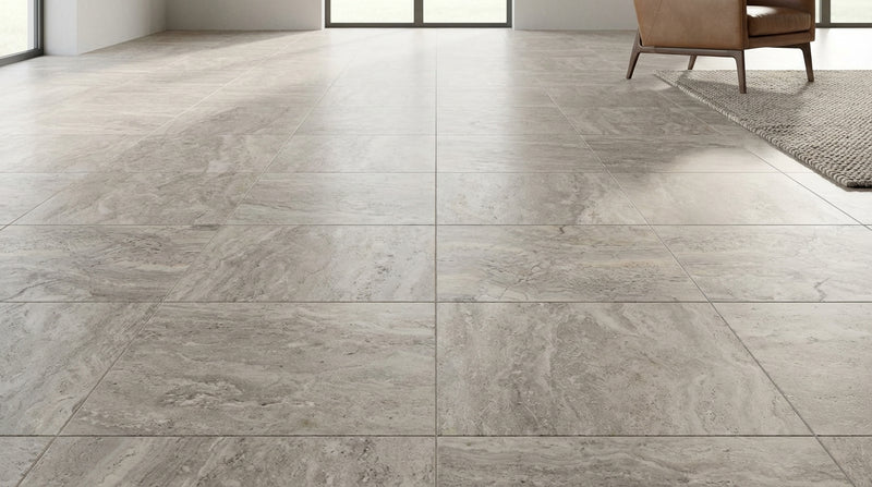Silver Travertine Tile 12x12 Honed, Filled