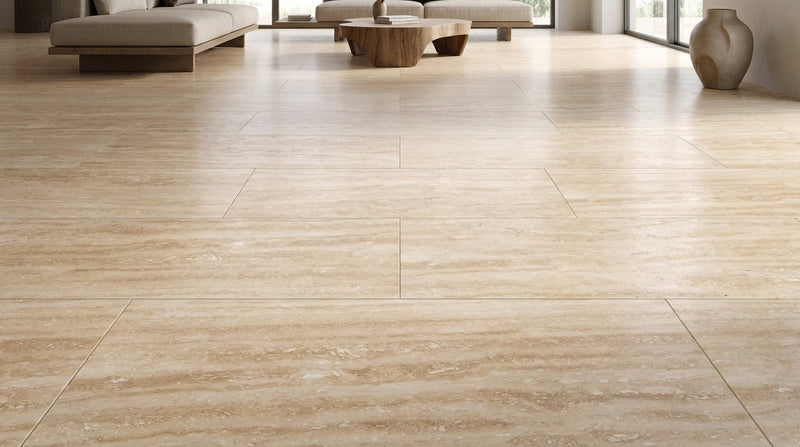 Walnut Polished Vein Cut 12x24 Travertine Tile