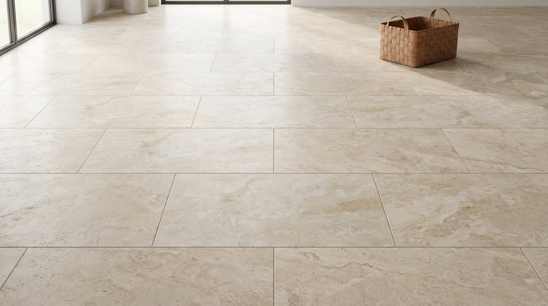 Ivory Travertine Tile 12x24 Honed, Filled