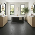 12x24x1/2 Honed Basalt Tile — Bathroom floor