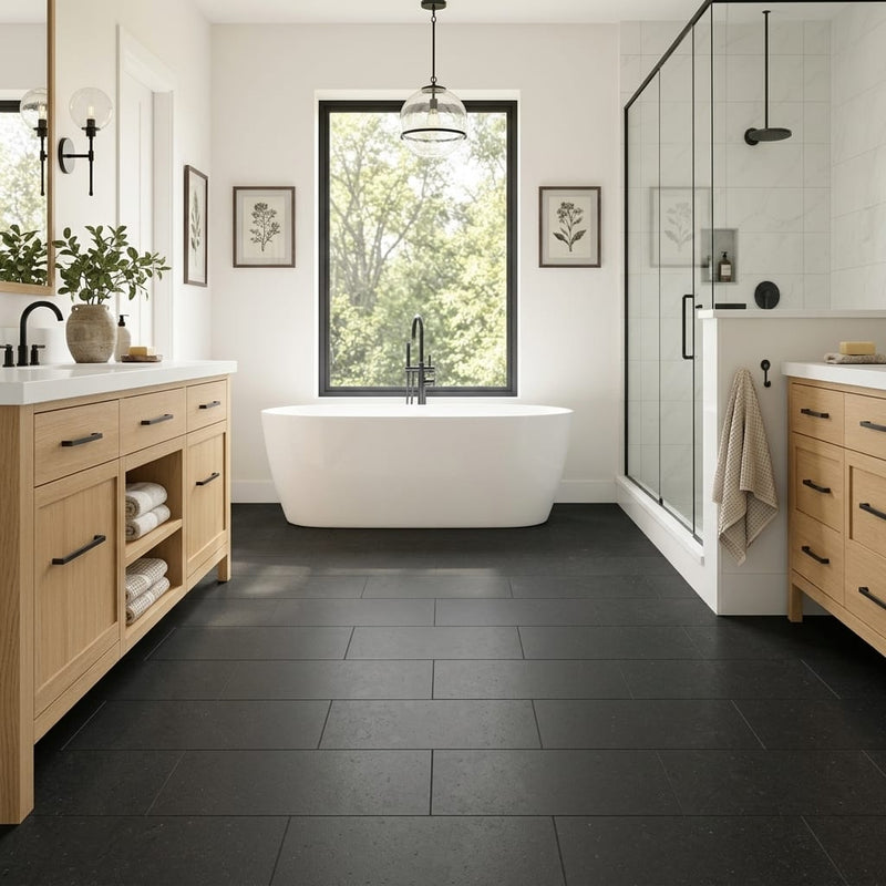 12x24x1/2 Honed Basalt Tile — Primary Bath floor