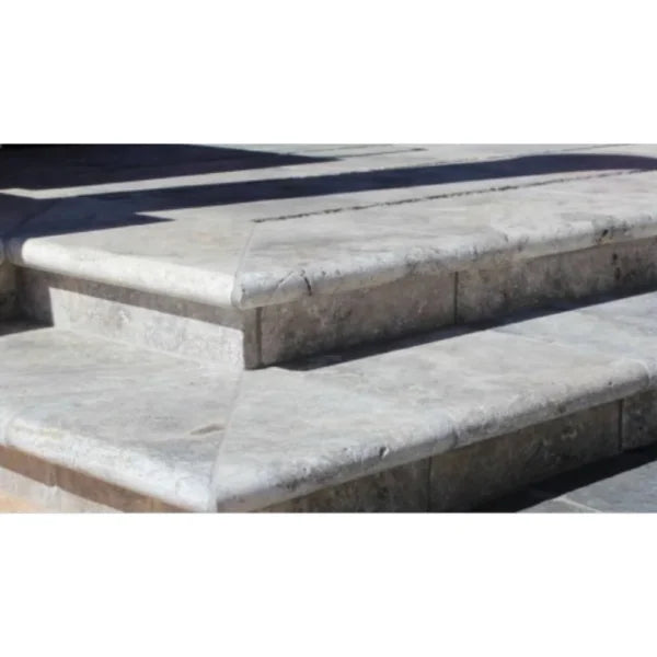 Silver Travertine Coping 12x24  Bullnose  3 cm