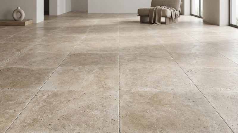 Walnut Brushed Chiseled 18x18 Travertine Tile
