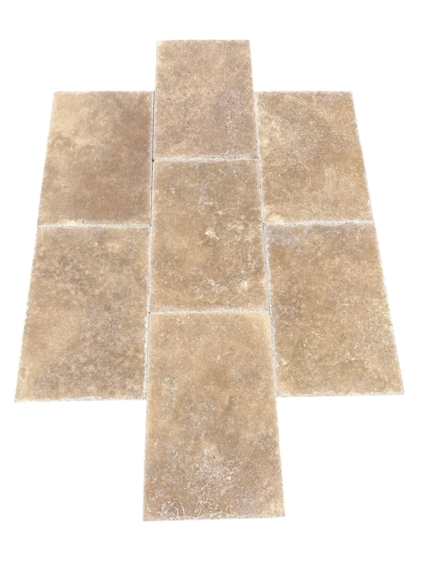 Walnut Brushed Chiseled 16x24 Travertine Tile