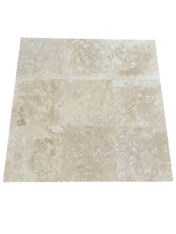 Ivory Travertine Tile 18x18 Honed, Filled