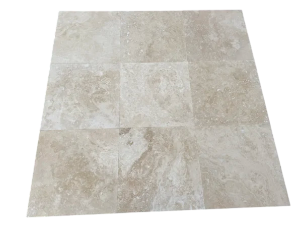 Ivory Travertine Tile 18x18 Honed, Filled