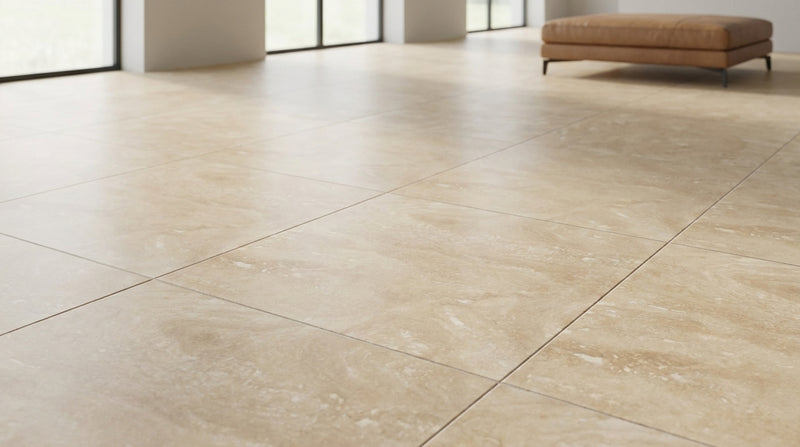 Ivory Travertine Tile 18x18 Honed, Filled