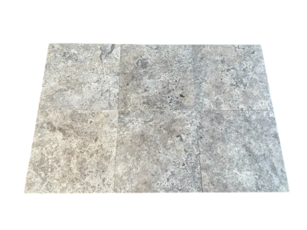 Silver Travertine Tile 18x18 Honed, Filled