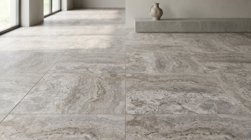 Silver Travertine Tile 18x18 Honed, Filled