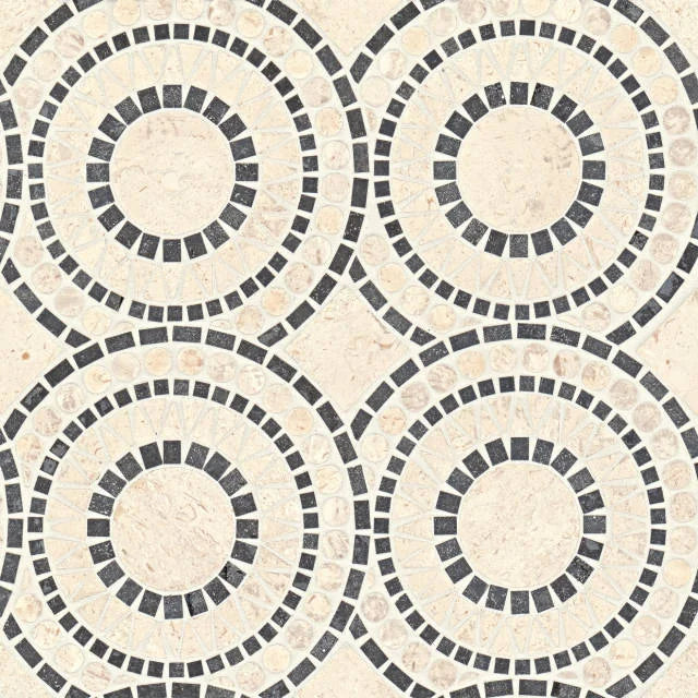 Solis Myra Beige & Basalt 14.25x14.25 Honed Marble Mosaic — Solidshape