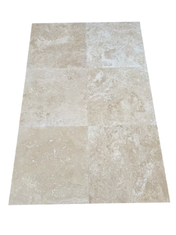 Ivory Travertine Tile 24x24 Honed, Filled