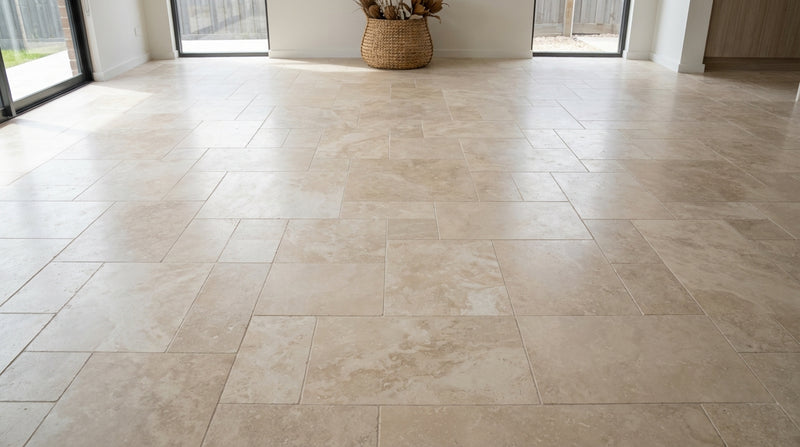 Ivory Travertine Honed Tile Pattern - Filled & Rectified