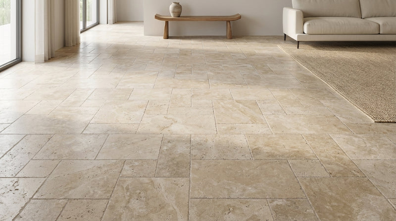 Noce Versailles Brushed Chiseled Pattern Travertine Tile