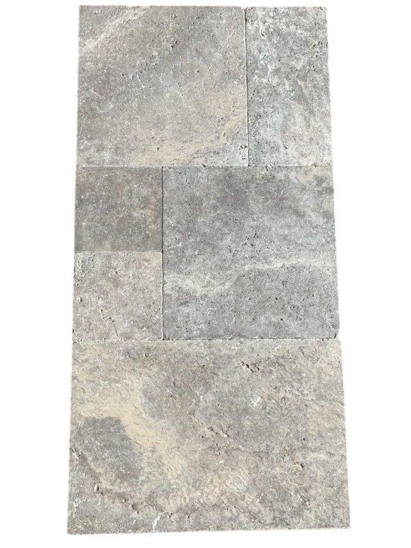 Silver Travertine Tile Pattern Tumbled