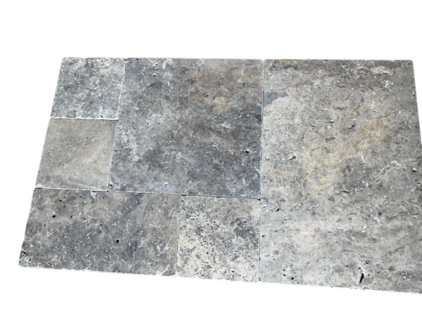 Silver Travertine Tile Pattern Tumbled