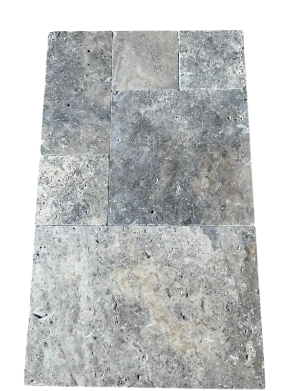 Silver Travertine Tile Pattern Tumbled