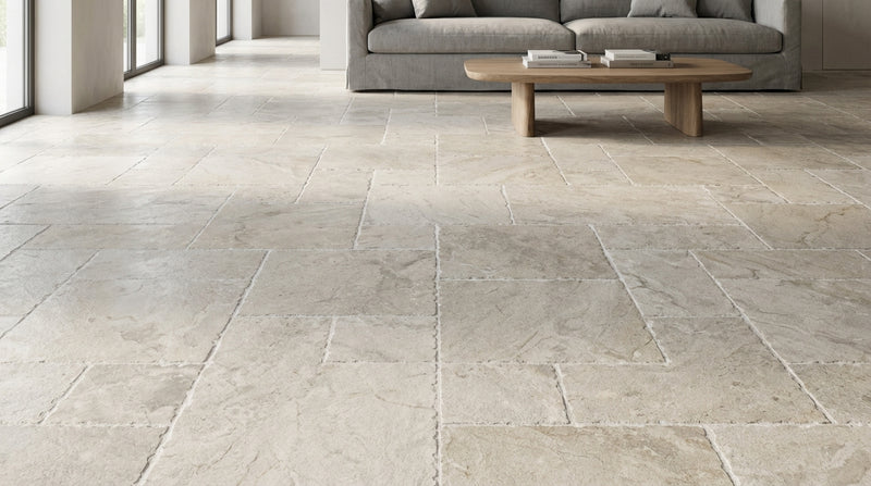 Golden Sand Versailles Pattern Brushed/Chiseled Marble Tile