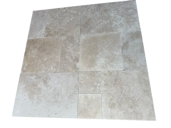 Ivory Travertine Paver Pattern Tumbled   1.25 inch